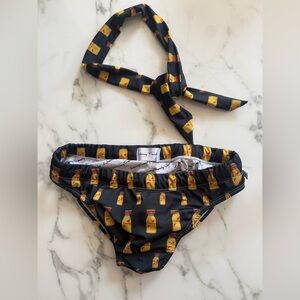 Men's Poppers Themed Swim Trunks with matching Ascot